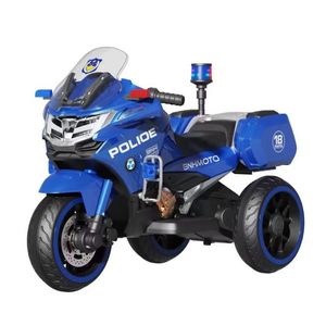 Motocicleta cu 3 roti, Kinderauto POLICE BJML5188 60W, 6V cu scaun tapitat, culoare albastra imagine