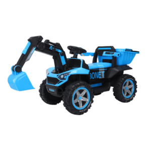 Excavator + bascula electrica Kinderauto Bonet 60W 12V, Telecomanda, culoare Albastra imagine