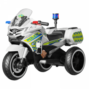 Motocicleta cu 3 roti, Kinderauto POLICE BJML5188 60W, 6V cu scaun tapitat, culoare alba imagine