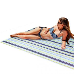 Saltea impermeabila de plaja sau picnic 200 x 200 cm Blue Strips imagine