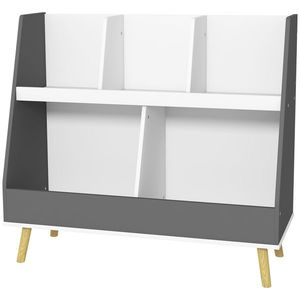 HOMCOM Kids Storage Shelf with 5 Compartments, Grey imagine