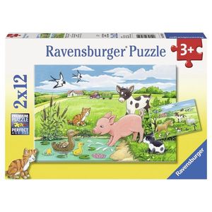 Puzzle 2x12 piese - Pui de Animale la Ferma | Ravensburger imagine