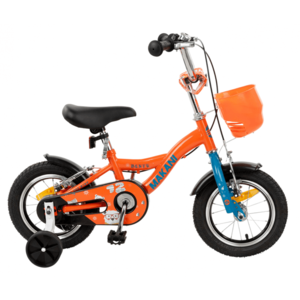 Bicicleta 14 inch cu roti ajutatoare si cosulet frontal Makani Bentu Orange imagine