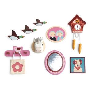 Decoratiuni pentru perete, din lemn, pentru Casute de papusa, Tender Leaf Toys, 10 piese imagine