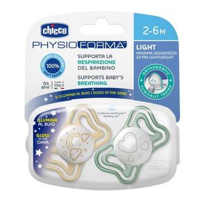 Suzeta Chicco PhysioPhorma Light Glow, 2bucati, unisex, 2-6luni imagine