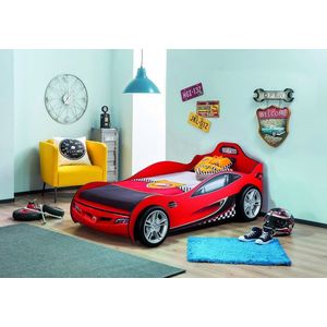 Pat pentru copii Car, Çilek, Coupe Carbed (Red) (90X190), 109x80x208 cm, Multicolor imagine