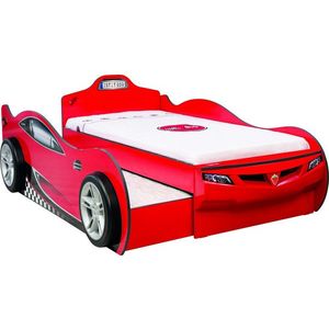Pat pentru copii Car, Çilek, Coupe Carbed (With Friend Bed) (Red) (90X190, 107x82x209 cm, Multicolor imagine