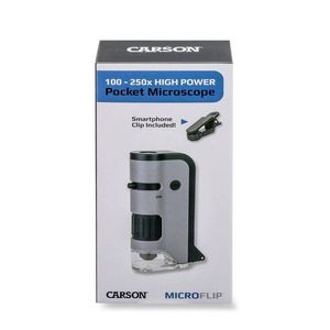 Microscop portabil cu LED si UV, Carson, cu adaptor de smartphone, marire 100-250x, MicroFlip imagine