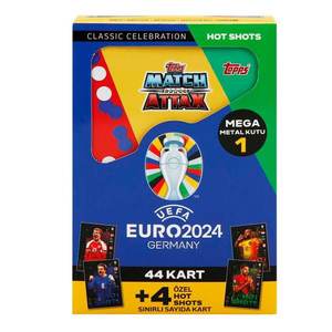 Cartonase cu jucatori de fotbal in cutie metalica, Topps, UEFA EURO 2024, 48 buc imagine