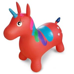 Unicorn gonflabil de sarit cu lumini si sunete Rosu imagine