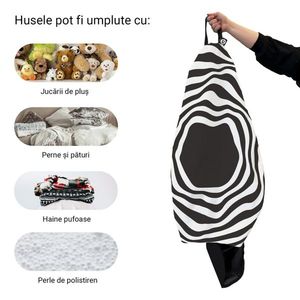 Husa fotoliu Puf Bean Bag tip Para L fara umplutura abstract zebra imagine