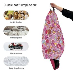 Husa fotoliu Puf Bean Bag tip Para L fara umplutura candies fundal roz imagine