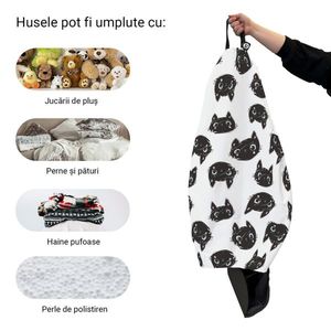 Husa fotoliu Puf Bean Bag tip Para L fara umplutura pisici alb-negru imagine