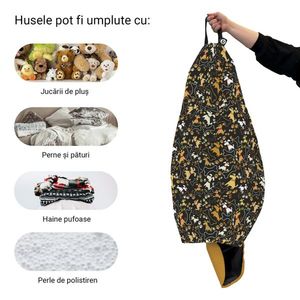 Husa fotoliu Puf Bean Bag tip Para L fara umplutura caini fundal negru imagine