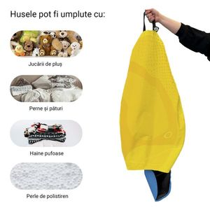 Husa fotoliu Puf Bean Bag tip Para XL fara umplutura Abstract galben imagine