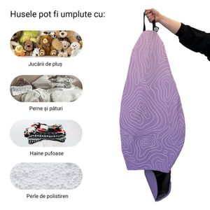 Husa fotoliu Puf Bean Bag tip Para XL fara umplutura Topografic mov imagine