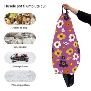 Husa fotoliu Puf Bean Bag tip Para L fara umplutura daisy fundal mov imagine