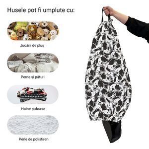Husa fotoliu Puf Bean Bag tip Para XL fara umplutura caini alb-negru imagine