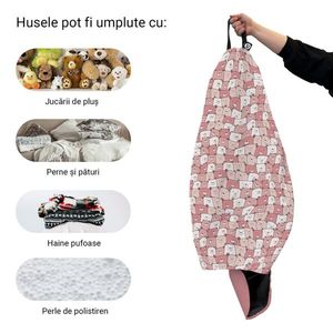 Husa fotoliu Puf Bean Bag tip Para XL fara umplutura ursuleti roz imagine