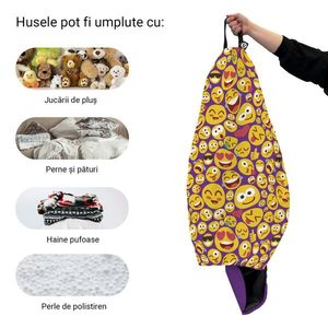 Husa fotoliu Puf Bean Bag tip Para XL fara umplutura emoji imagine