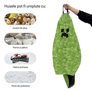 Husa fotoliu Puf Bean Bag tip Para XL fara umplutura Minecraft Creeper imagine