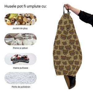 Husa fotoliu Puf Bean Bag tip Para XL fara umplutura impermeabil Cute Brown Bear imagine