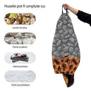 Husa fotoliu Puf Bean Bag tip Para XL fara umplutura minecraft piatra magma imagine