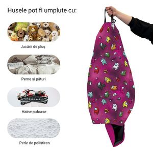 Husa fotoliu Puf Bean Bag tip Para XL fara umplutura Among Us magenta imagine