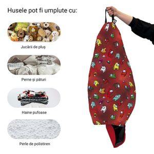 Husa fotoliu Puf Bean Bag tip Para XL fara umplutura Among Us rosu imagine