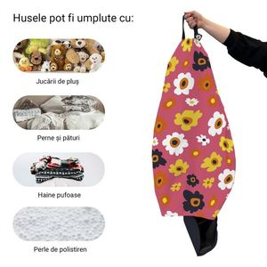 Husa fotoliu Puf Bean Bag tip Para XL fara umplutura Daisy fundal roz imagine