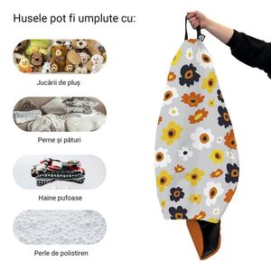 Husa fotoliu Puf Bean Bag tip Para XL fara umplutura Daisy fundal gri imagine