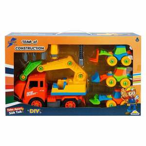 Set 4 vehicule de constructie si accesorii, Zapp Toys, Excavator imagine