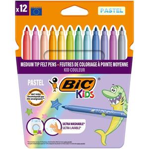 Set 12 markere de colorat, Bic, Kids Couler, Culori Pastel imagine