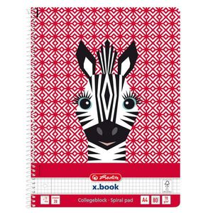 Caiet matematica cu spirala, A4, Herlitz, Cute Animals, Zebra, 80 file imagine