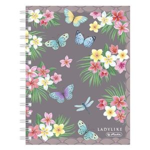 Caiet matematica cu spirala, A5, Herlitz, Ladylike Butterflies, 100 file imagine