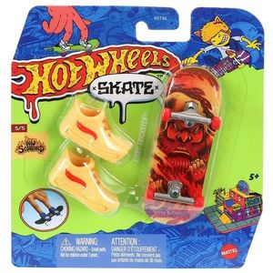 Set mini placa skateboard cu pantofi, Hot Wheels, Fiery Trickster, HVJ89 imagine