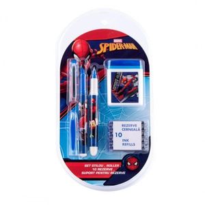 Set stilou, roller si 10 rezerve, Spiderman imagine