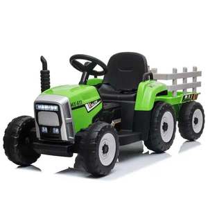 Tractoras electric Kinderauto BJ-611, roti moi EVA, 60W, 12V cu remorca si telecomanda Verde imagine