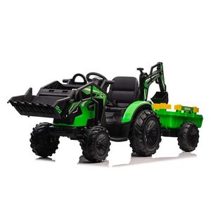 Tractor electric cu remorca pentru copii Kinderauto 720-T, 90W, cupa si incarcator incluse, 12V, echipare premium, verde imagine