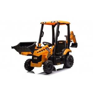 Tractoras electric pentru copii JCB 70W 12V cu incarcator si cupa manuala, culoare Galbena imagine