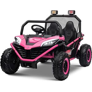 UTV electric pentru 2 copii Kinderauto Dune-Buggy 300W 24V, cu roti MOI, culoare Rose imagine