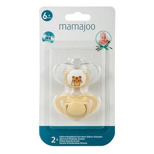 Set Suzete cu Design Ortodontic din Silicon - Mamajoo Tigru/Ecru, 6 m+, 2 buc imagine