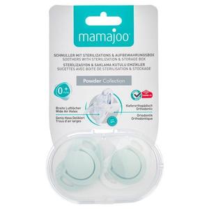 Set Suzete cu Design Ortodontic din Silicon si Cutie de Demozitare - Mamajoo Verde Praf, 0 m+, 2 buc imagine