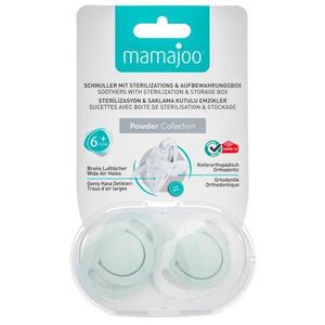 Set Suzete cu Design Ortodontic din Silicon si Cutie de Demozitare - Mamajoo Verde Praf, 6 m+, 2 buc imagine