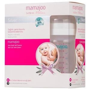 Set 2 Biberoane 150 ml & Tetine Anti-Colici nr. 1/ S - Mamajoo Silver, 1 set imagine