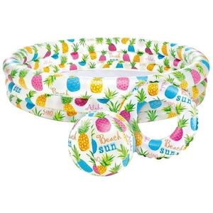 Set piscina gonflabila + Colac + Minge, Intex, 59469, 132 x 28 cm, Multicolor imagine