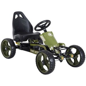 HOMCOM Kart cu Pedale pentru Copii de 3-6 Ani cu Scaun Reglabil și Frână de Mână, 105x54x61 cm, Verde | Aosom Romania imagine