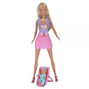 Papusa Simba Steffi Love 29 cm Babysitter cu 2 bebelusi si accesorii imagine