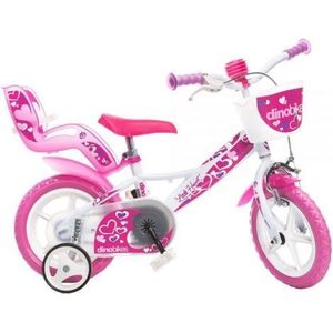 Bicicleta copii Dino Bikes 12' Little Heart alb si roz imagine