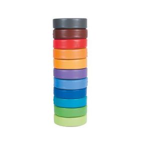 Set de 12 perne puf colorate rotunde, 30 x 8 cm, din spuma densa antideformare, cu baza antiderapanta, pentru uz didactic imagine